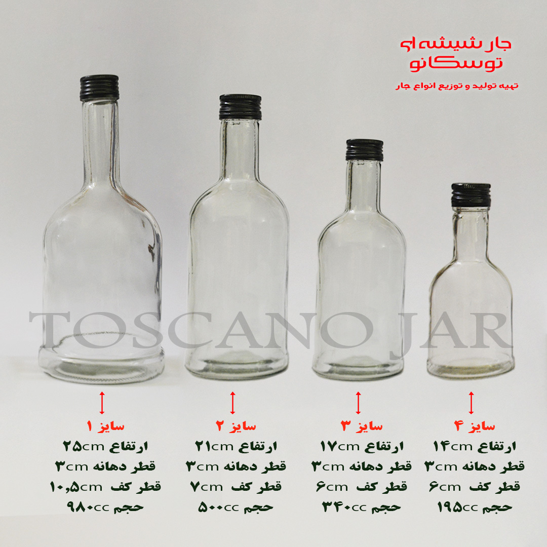 بطری شیشه ای ۱ لیتری مدل فلورانس 3 بطری شیشه ای | بطری مدل فلورانس | بطری در پیچ | بطری مناسب آب | بطری در استیل | جار شیشه ای توسکانو